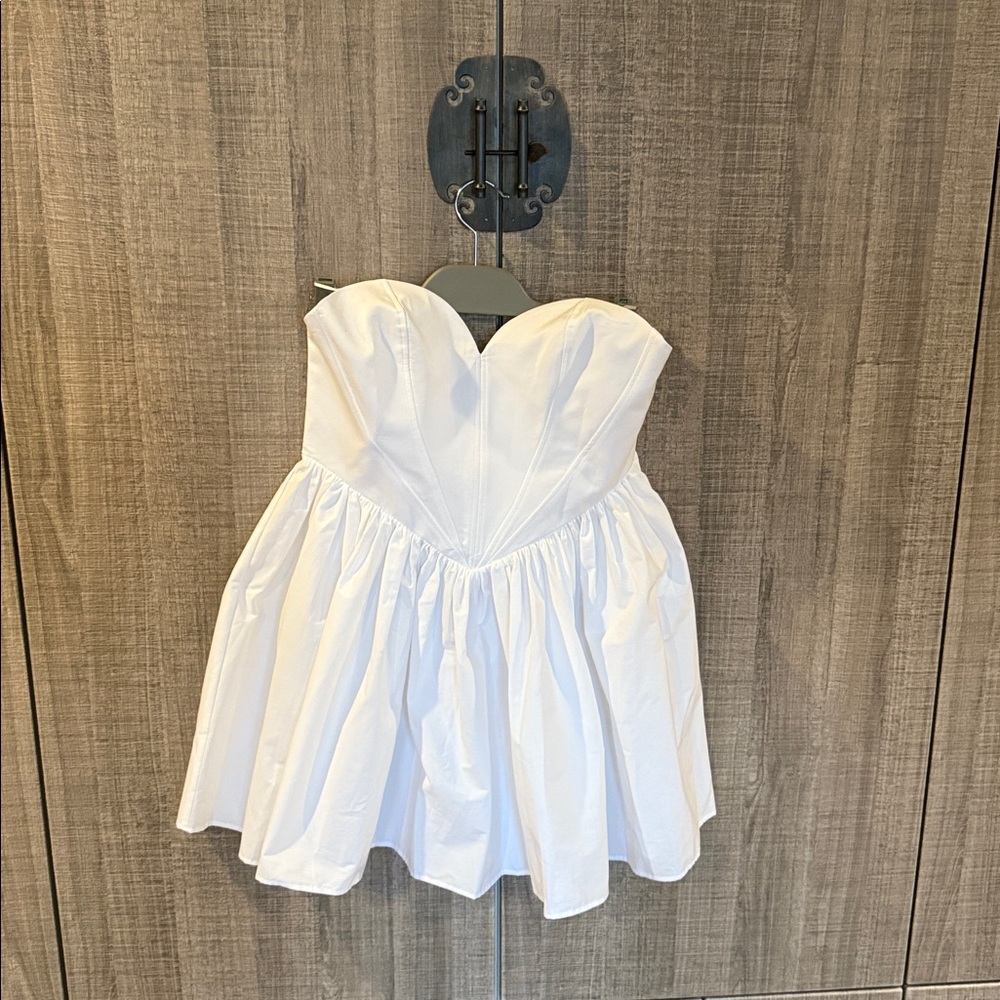 Zara Strapless White‎ Sweetheart Mini Dress